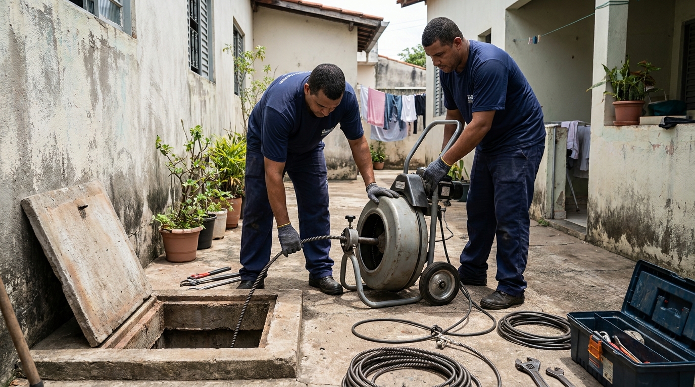 Desentupimento de Coluna Sanitária na Zona Sul de São Paulo‑SP