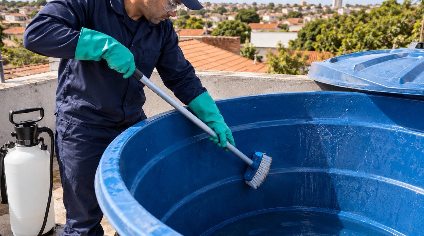Higienização e Desinfecção da Caixa d'Água na Zona Sul de São Paulo‑SP